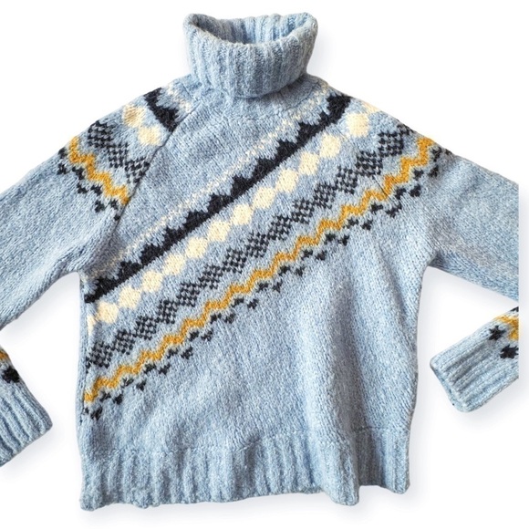 Derek Lam 10 Crosby Diagonal Fair Isle Alpine Turtleneck Sweater, Size S - Picture 10 of 15